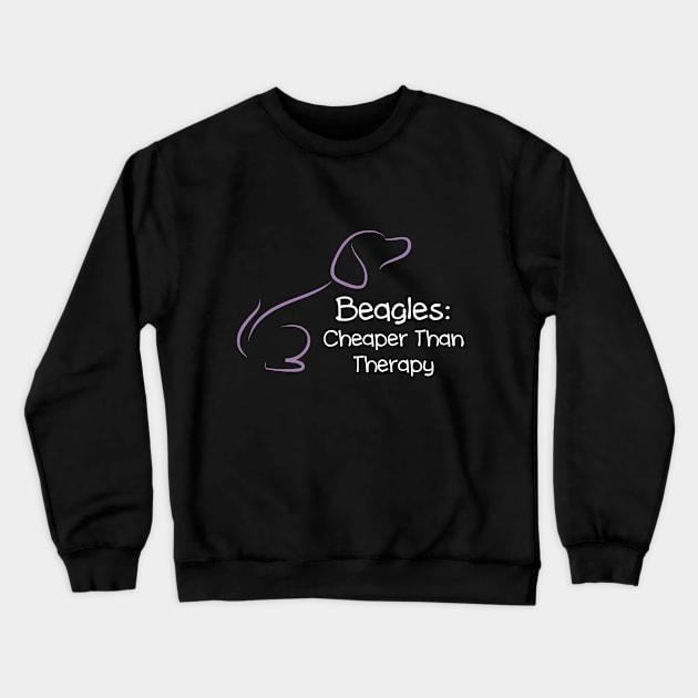 Cheaper Than Therapy: Beagles Crewneck Sweatshirt by veerkun